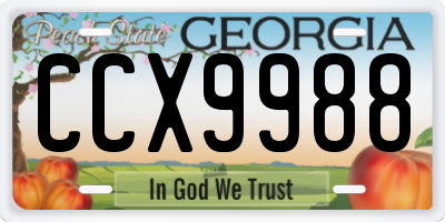 GA license plate CCX9988