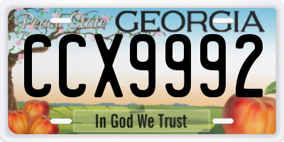 GA license plate CCX9992