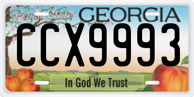 GA license plate CCX9993
