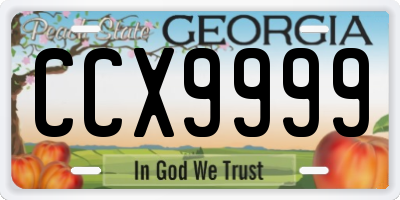 GA license plate CCX9999