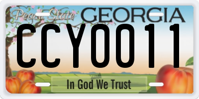 GA license plate CCY0011