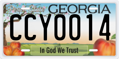 GA license plate CCY0014