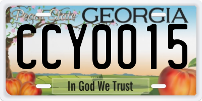 GA license plate CCY0015
