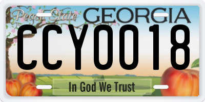 GA license plate CCY0018