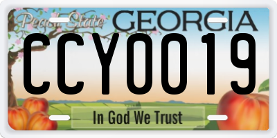 GA license plate CCY0019
