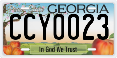 GA license plate CCY0023