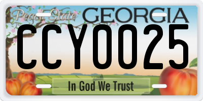 GA license plate CCY0025