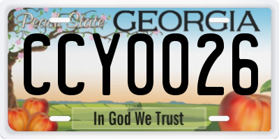 GA license plate CCY0026