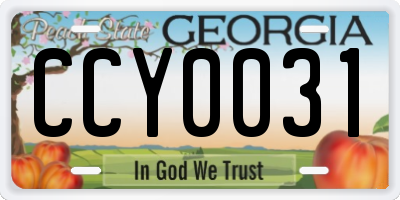 GA license plate CCY0031