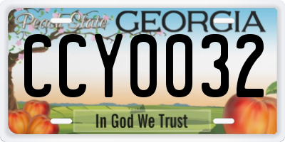 GA license plate CCY0032