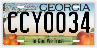 GA license plate CCY0034