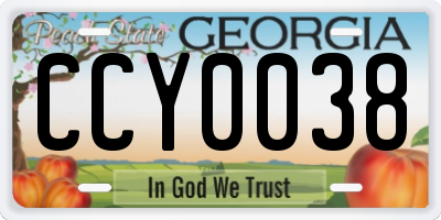 GA license plate CCY0038