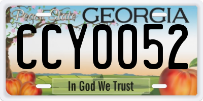 GA license plate CCY0052