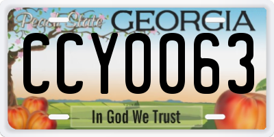 GA license plate CCY0063