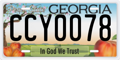 GA license plate CCY0078