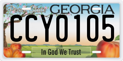 GA license plate CCY0105