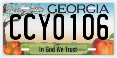 GA license plate CCY0106