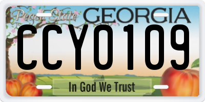 GA license plate CCY0109