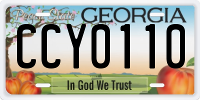GA license plate CCY0110