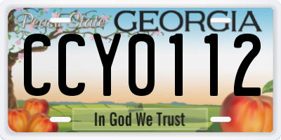 GA license plate CCY0112