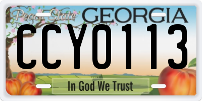 GA license plate CCY0113