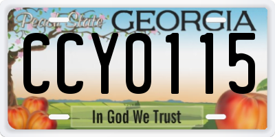 GA license plate CCY0115