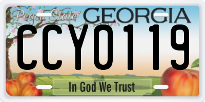 GA license plate CCY0119