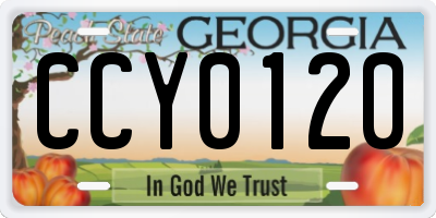 GA license plate CCY0120
