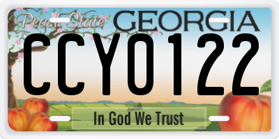 GA license plate CCY0122