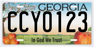 GA license plate CCY0123