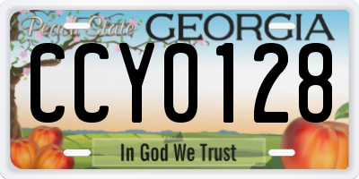 GA license plate CCY0128