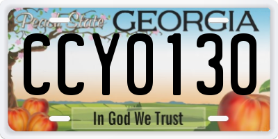 GA license plate CCY0130