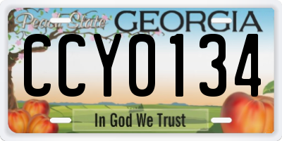 GA license plate CCY0134