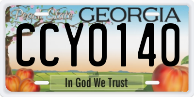 GA license plate CCY0140