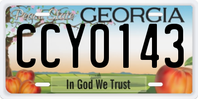 GA license plate CCY0143