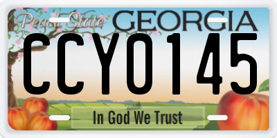 GA license plate CCY0145