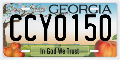 GA license plate CCY0150