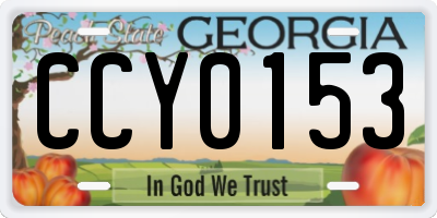GA license plate CCY0153