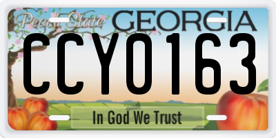 GA license plate CCY0163