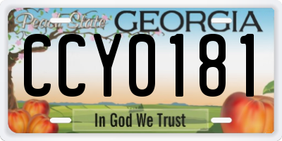 GA license plate CCY0181