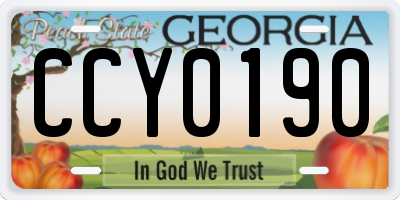 GA license plate CCY0190