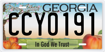 GA license plate CCY0191