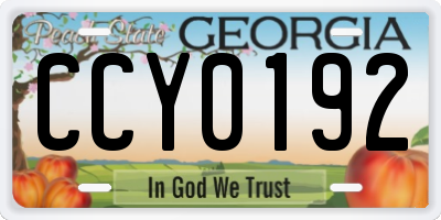 GA license plate CCY0192