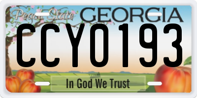 GA license plate CCY0193