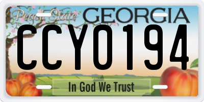 GA license plate CCY0194