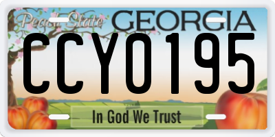 GA license plate CCY0195