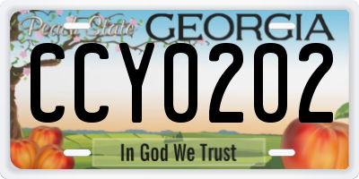 GA license plate CCY0202