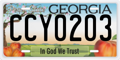 GA license plate CCY0203