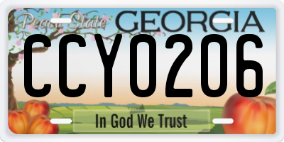 GA license plate CCY0206
