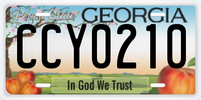 GA license plate CCY0210